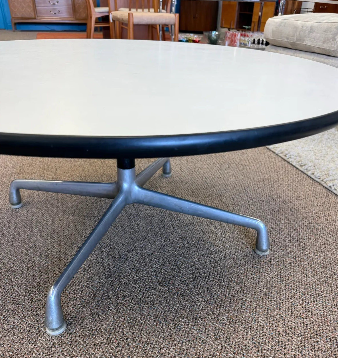 1960s Charles & Ray Eames for Herman Miller White Laminate Aluminum Base Coffee Table