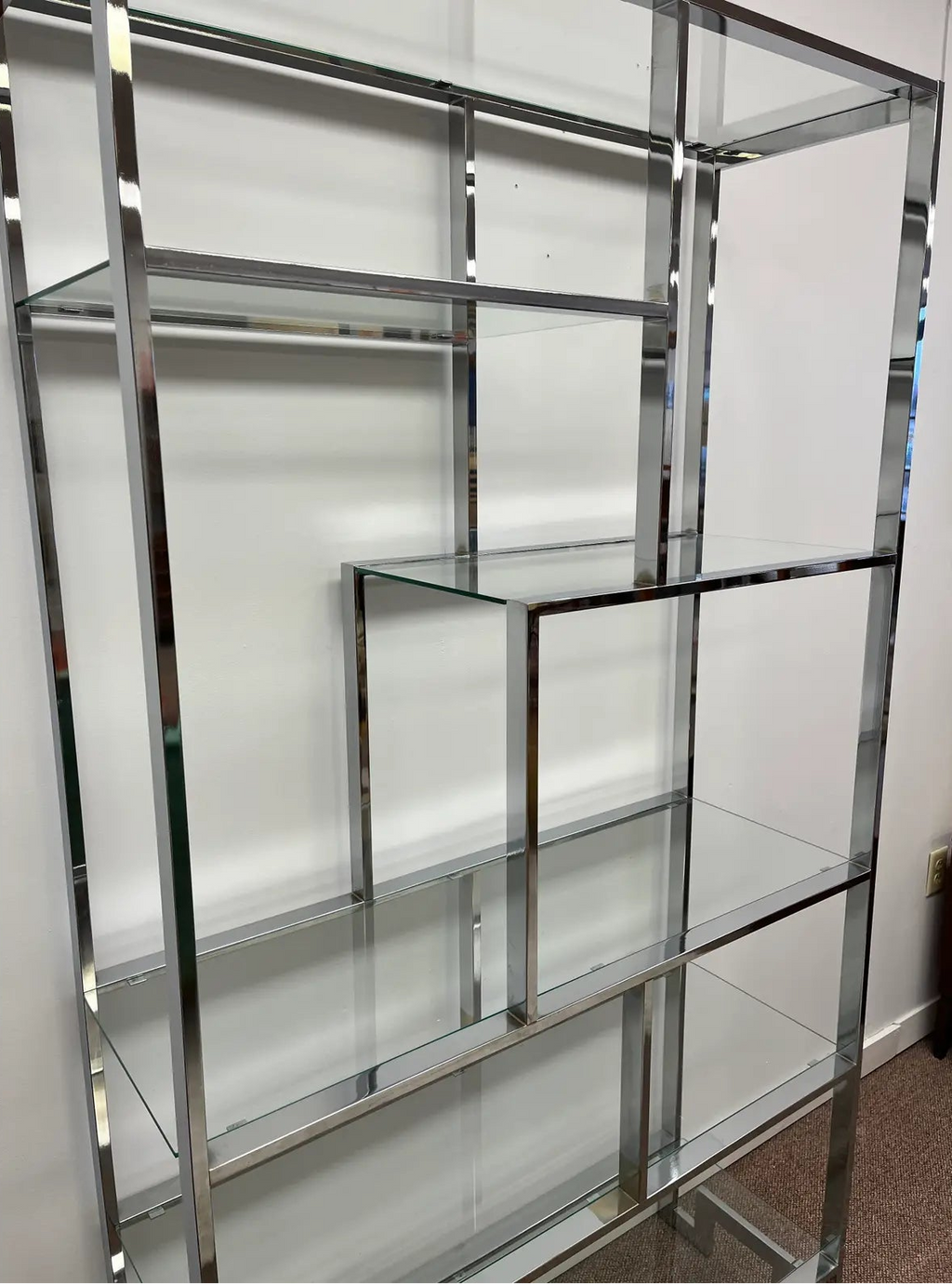 1970’s Chrome and Glass Etagere Display in the Manner of Milo Baughman