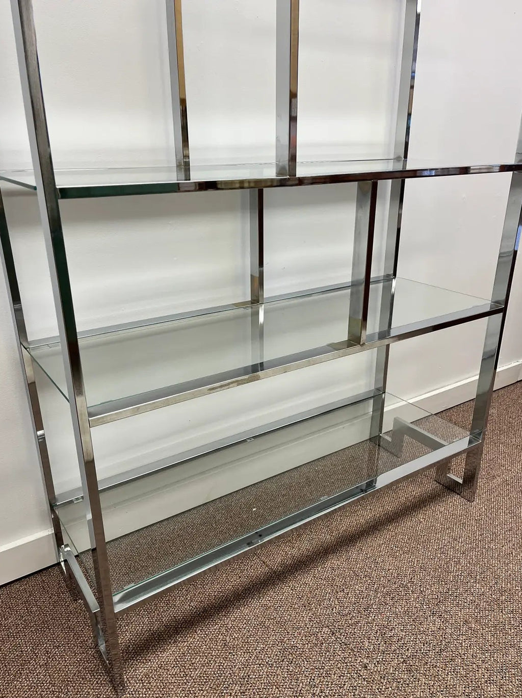 1970’s Chrome and Glass Etagere Display in the Manner of Milo Baughman