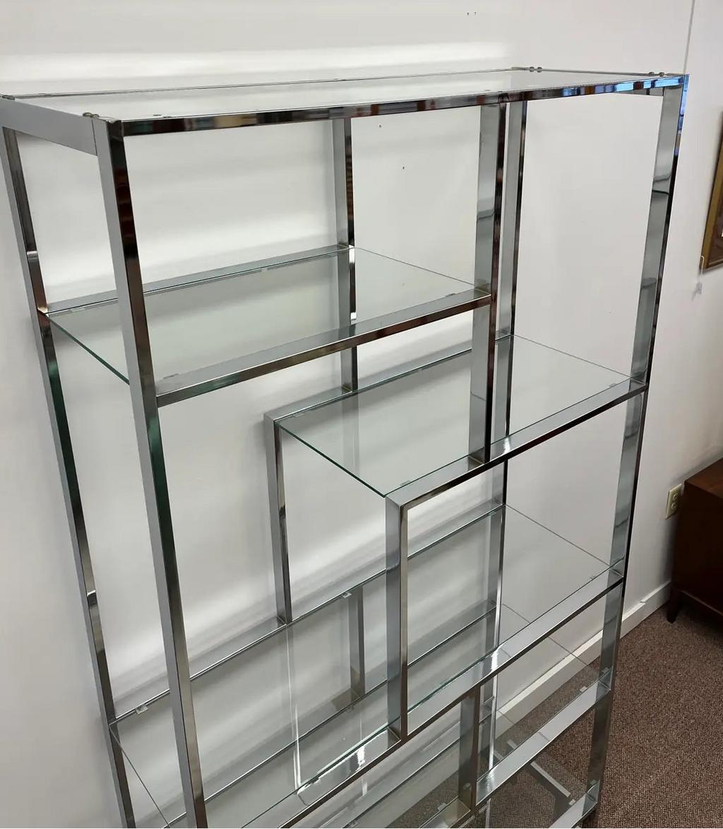 1970’s Chrome and Glass Etagere Display in the Manner of Milo Baughman