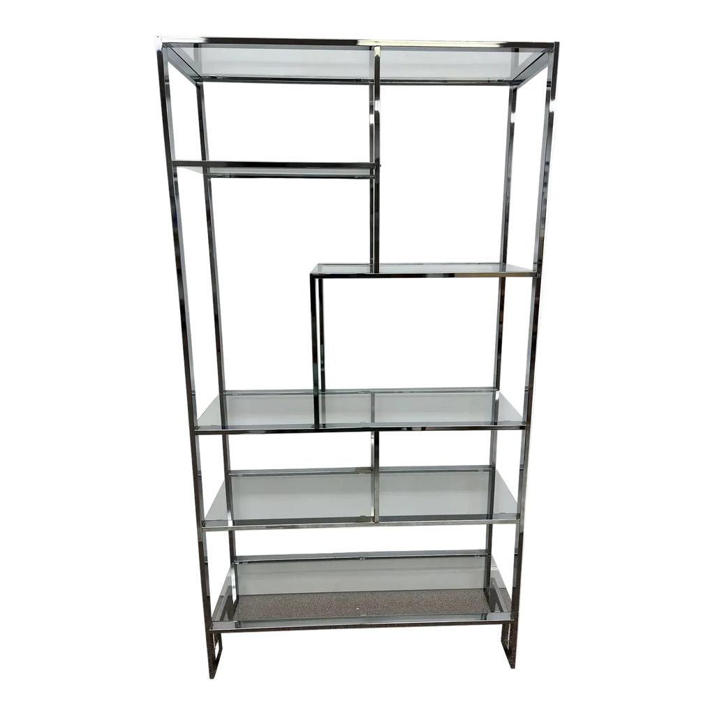 1970’s Chrome and Glass Etagere Display in the Manner of Milo Baughman