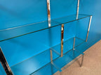 1970s Chrome and Glass Wall Mounted Shelving Unit Attributed to Milo Baughman James Howell