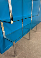 1970s Chrome and Glass Wall Mounted Shelving Unit Attributed to Milo Baughman James Howell