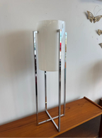 1970s Mid Century Modern Paul Mayen Design for Robert Sonneman Lucite and Chrome Cylindrical Table Lamp
