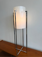 1970s Mid Century Modern Paul Mayen Design for Robert Sonneman Lucite and Chrome Cylindrical Table Lamp