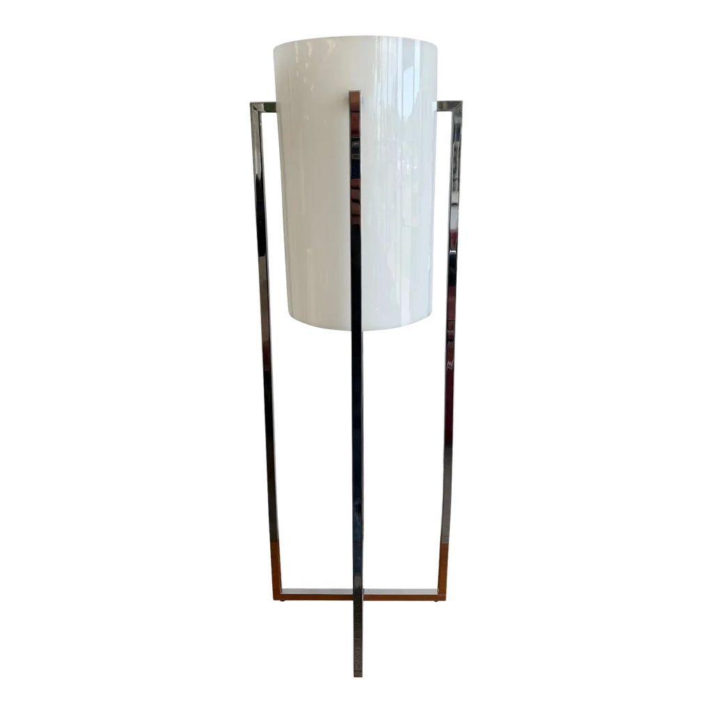 1970s Mid Century Modern Paul Mayen Design for Robert Sonneman Lucite and Chrome Cylindrical Table Lamp