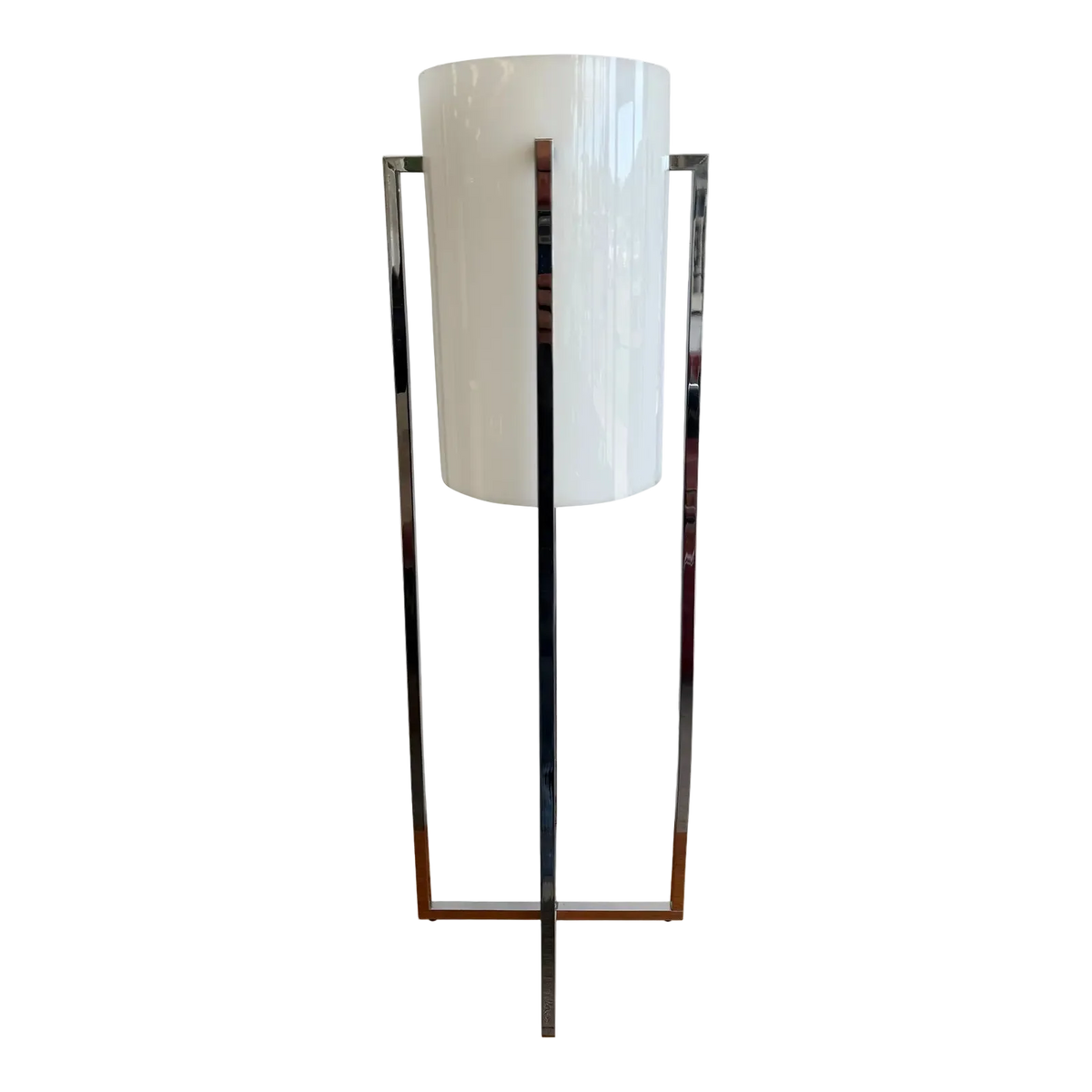 1970s Mid Century Modern Paul Mayen Design for Robert Sonneman Lucite and Chrome Cylindrical Table Lamp