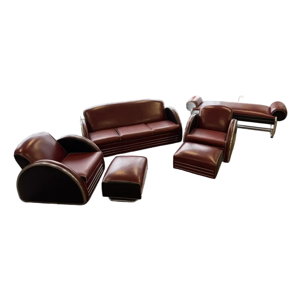 1980’s Donald Deskey Inspired Stream Line Modern Six Piece Seating Group