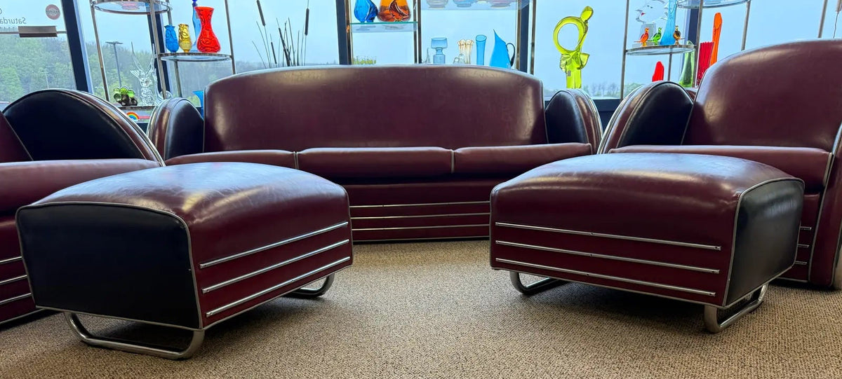 1980’s Donald Deskey Inspired Stream Line Modern Six Piece Seating Group