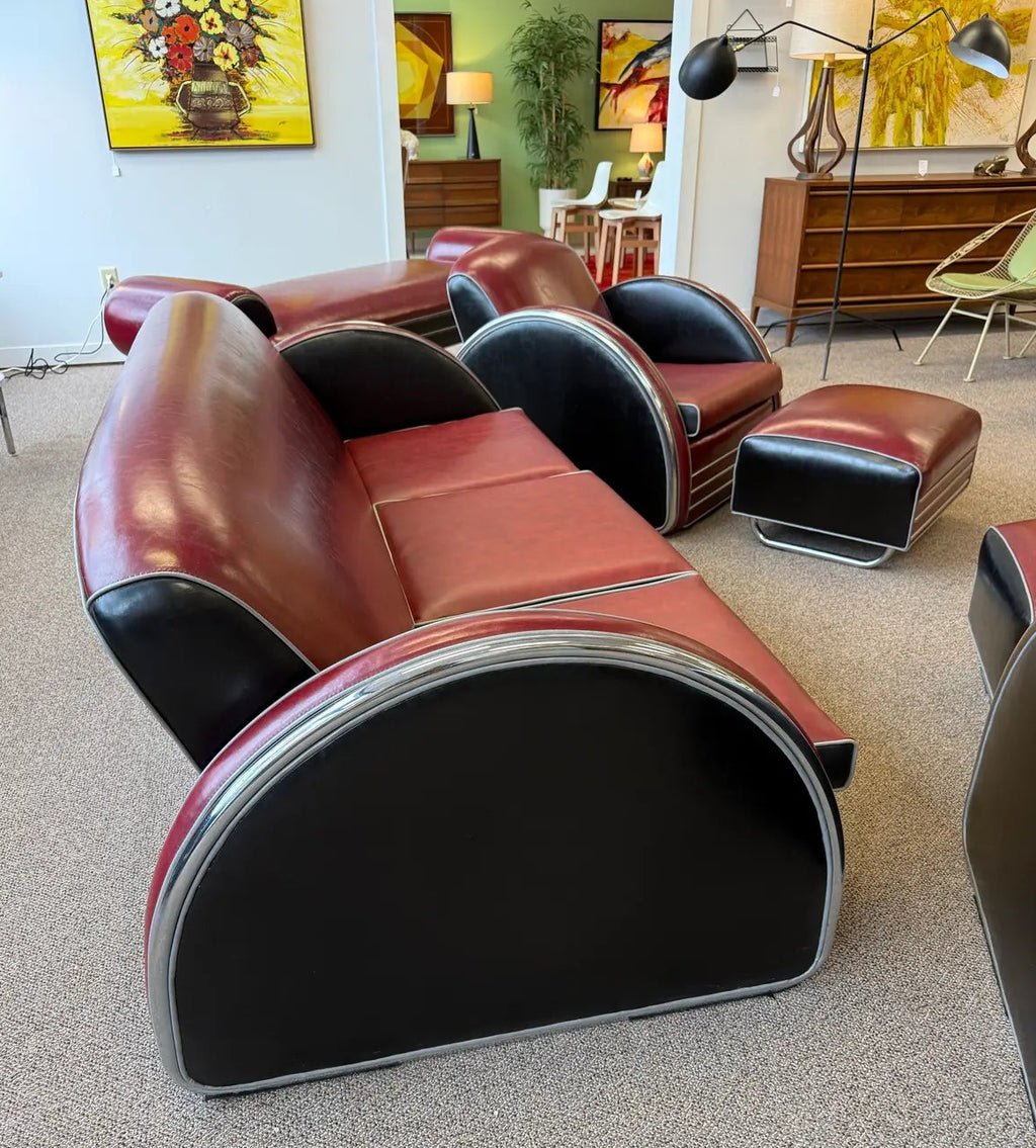 1980’s Donald Deskey Inspired Stream Line Modern Six Piece Seating Group