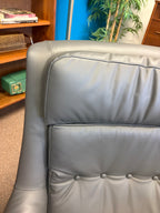 1960s Danish Leather Lounge Chair + Ottoman by Designer Werner Langenfeld ESA Denmark