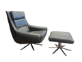 1960s Danish Leather Lounge Chair + Ottoman by Designer Werner Langenfeld ESA Denmark