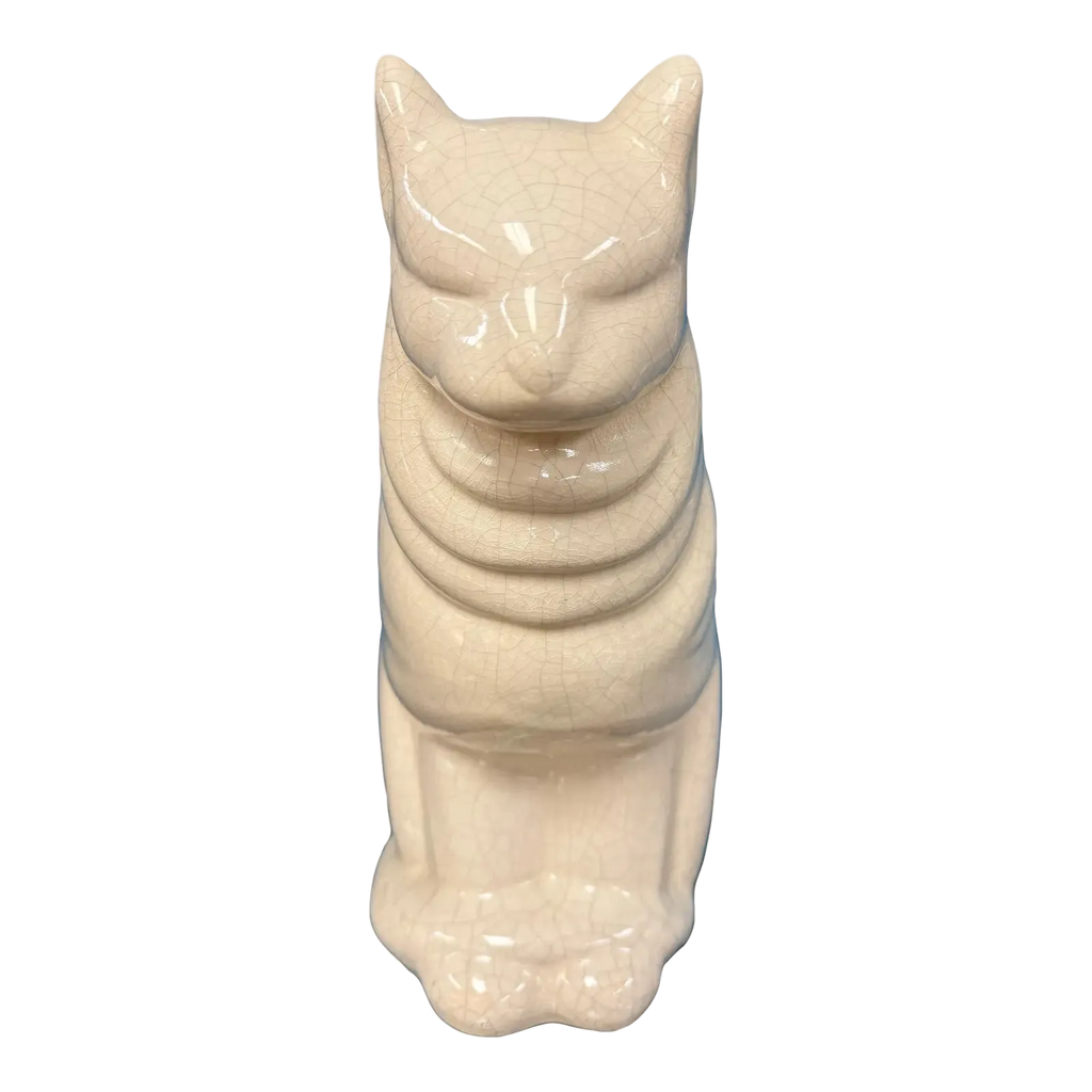 Mid Century Large Stylized Deco Ceramic Cat by Gonder Pottery