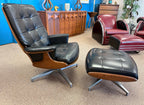 Mid Century Modern Attributed Heywood Wakefield Naugahyde Swivel Lounge Chair With Ottoman Model 710d 1960’s