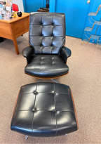 Mid Century Modern Attributed Heywood Wakefield Naugahyde Swivel Lounge Chair With Ottoman Model 710d 1960’s
