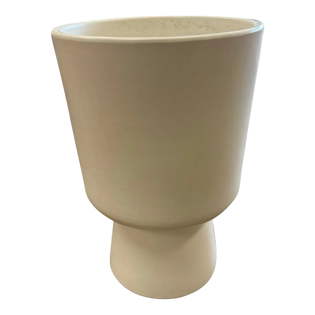 Mid Century Modern Large Matte White Chalice Pottery Planter in the Style of Malcolm Leland