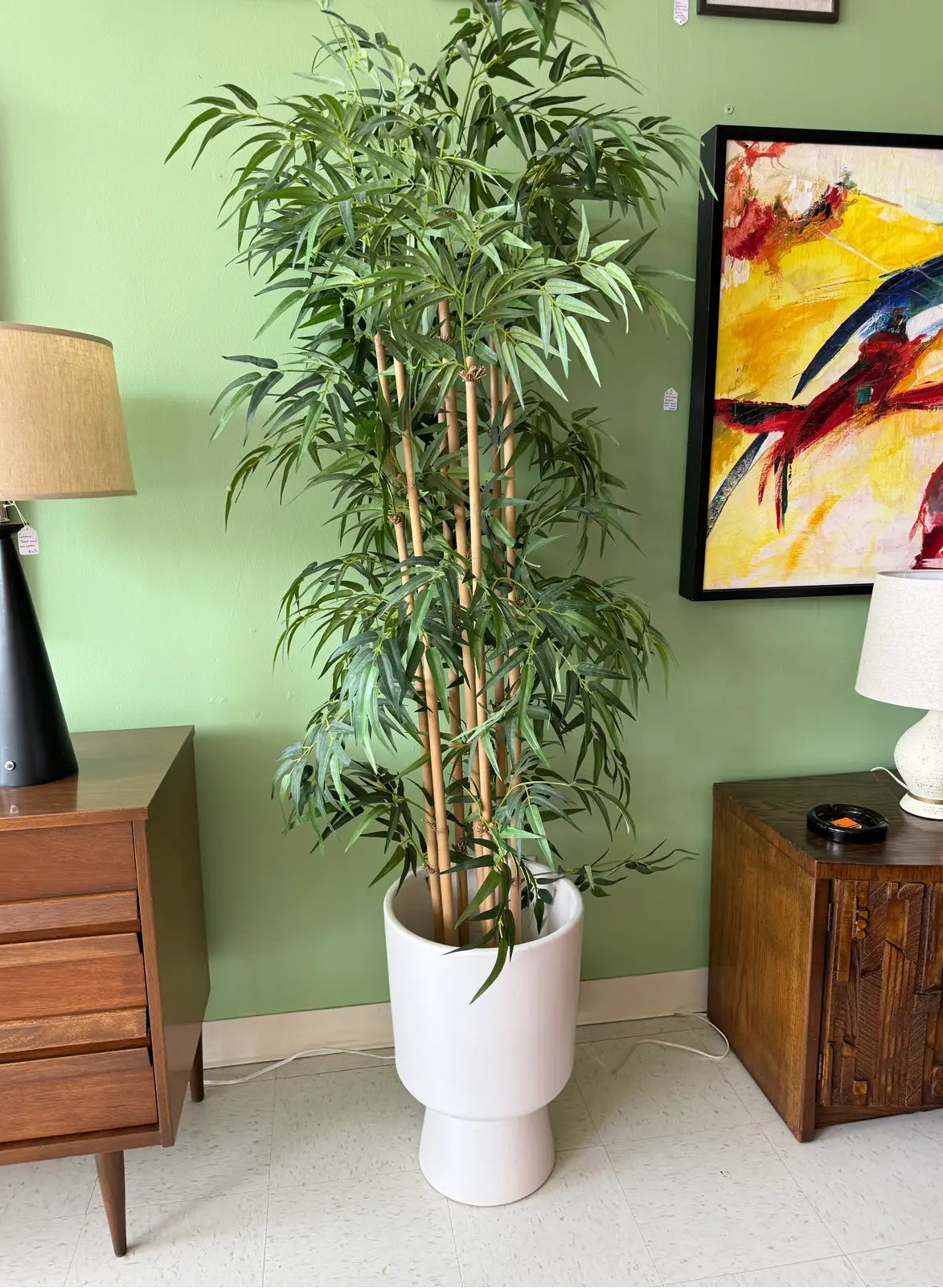 Mid Century Modern Large Matte White Chalice Pottery Planter in the Style of Malcolm Leland
