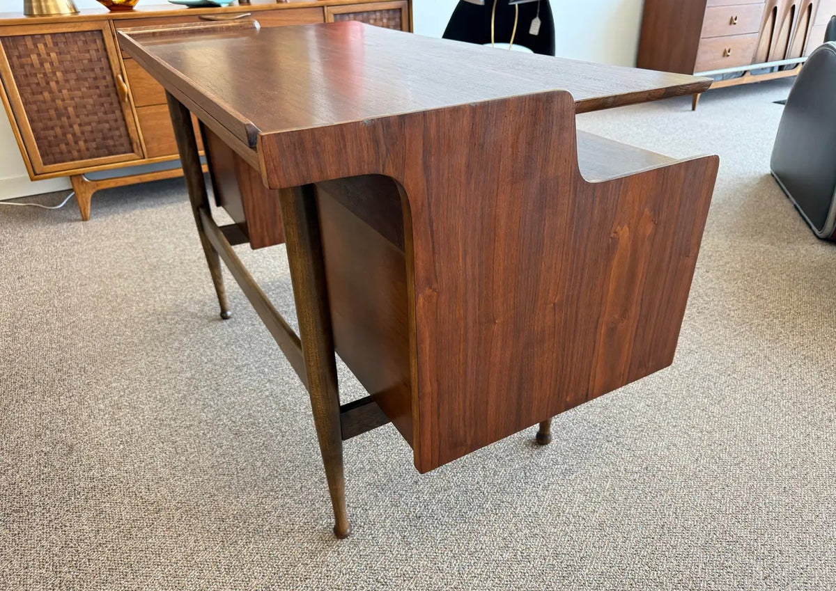 Mid Century Modern Walnut Floating Top Desk Attributed to Hooker Furniture’s Mainline Collection