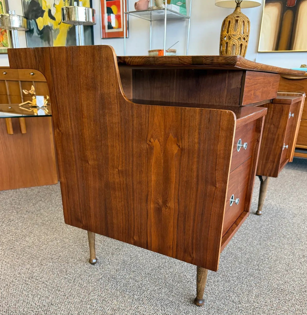 Mid Century Modern Walnut Floating Top Desk Attributed to Hooker Furniture’s Mainline Collection