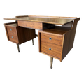 Mid Century Modern Walnut Floating Top Desk Attributed to Hooker Furniture’s Mainline Collection