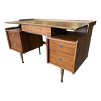 Mid Century Modern Walnut Floating Top Desk Attributed to Hooker Furniture’s Mainline Collection