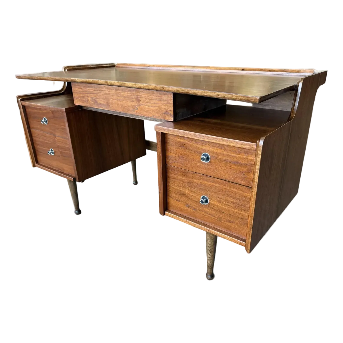 Mid Century Modern Walnut Floating Top Desk Attributed to Hooker Furniture’s Mainline Collection