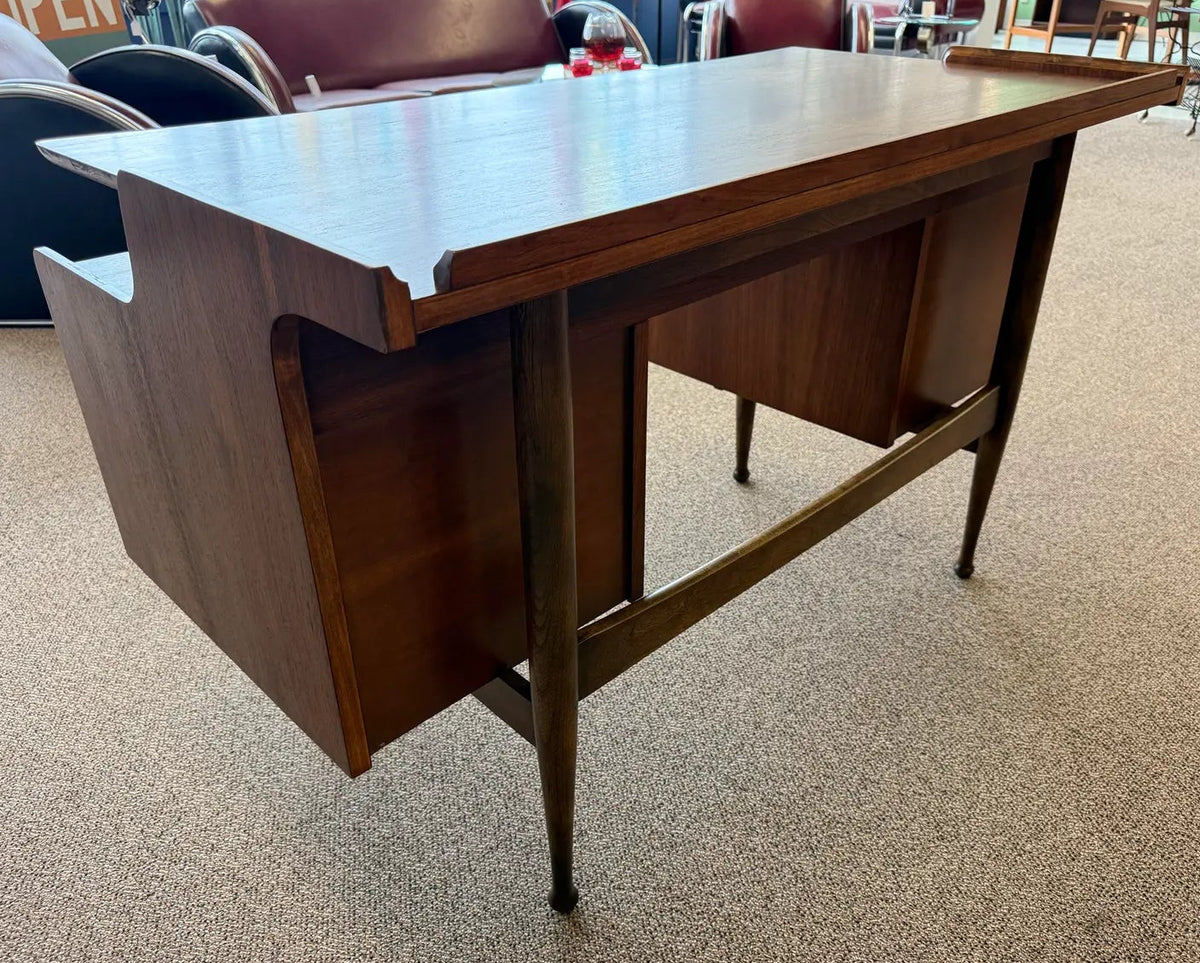 Mid Century Modern Walnut Floating Top Desk Attributed to Hooker Furniture’s Mainline Collection