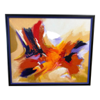 Mid Century Signed Anita Oil on Canvas Abstract Painting